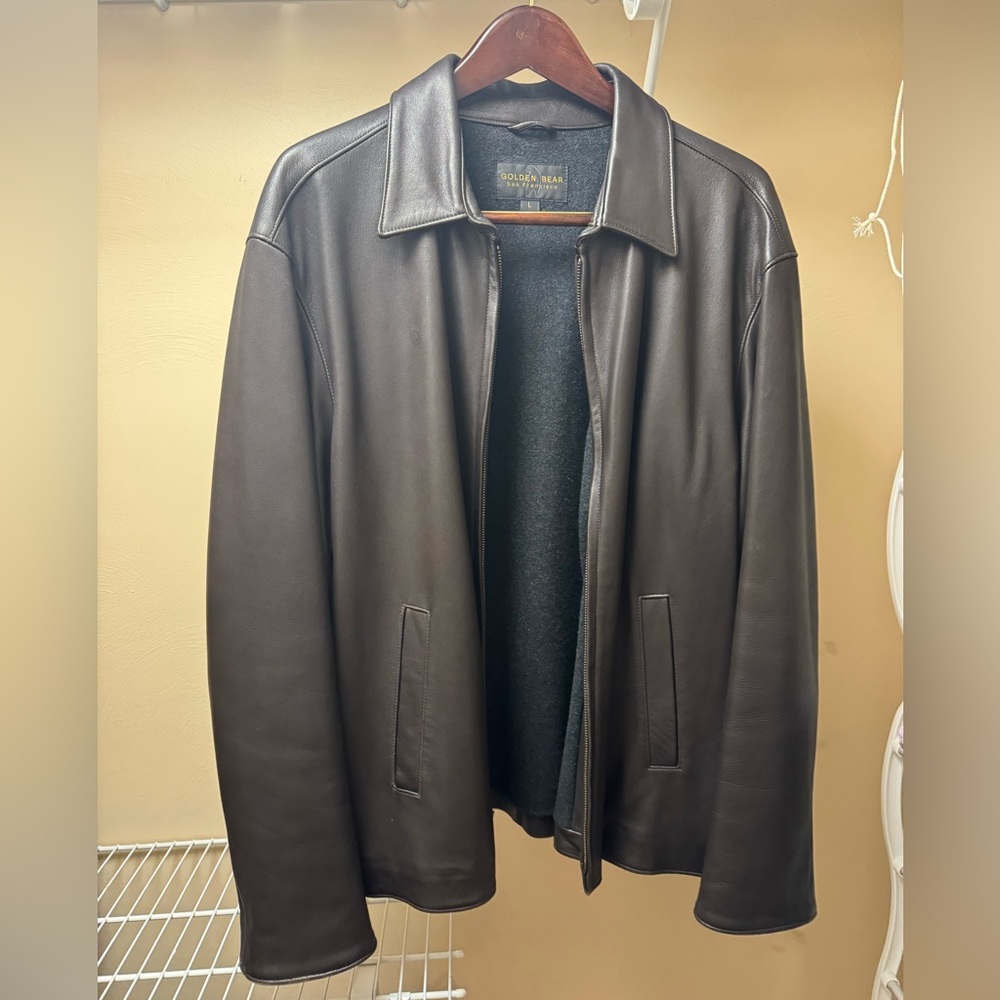Golden bear dark brown leather jacket size large
